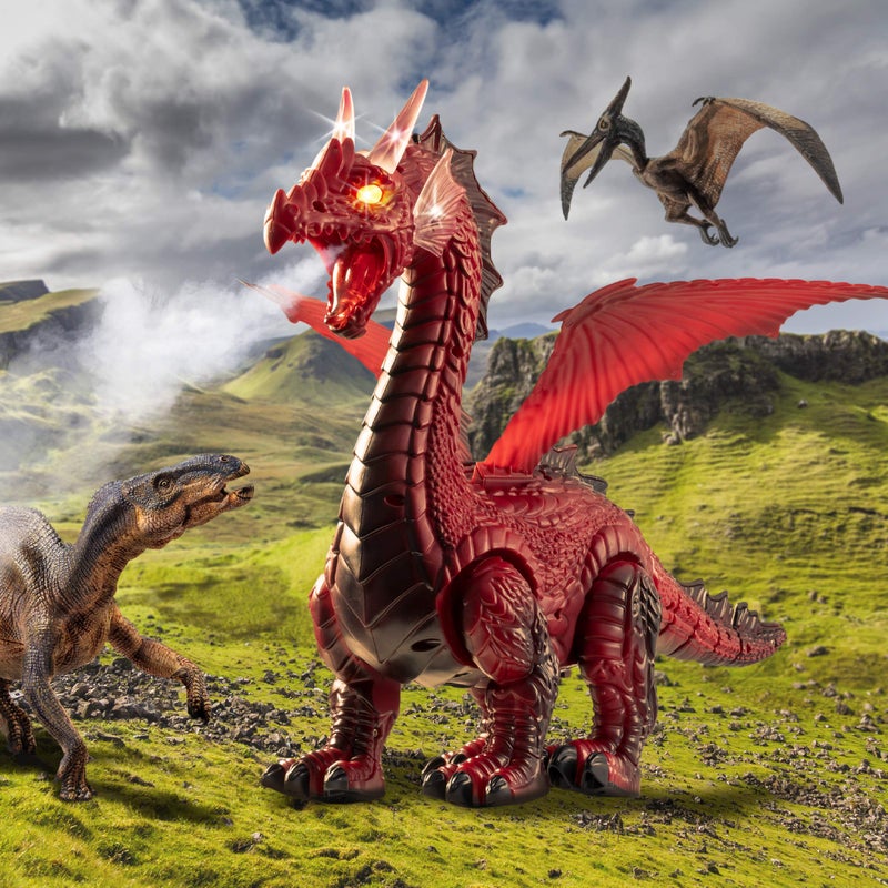 Discovery Fire-Breathing RC Dragon with Smoke Breath, Walking, Wing Flapping, Realistic Roaring Sounds| Light-Up Large Dinosaur Toy| Remote Control Robot Dino Mythical Creature| Kids Boys Gift| Age 6+ - Image 2